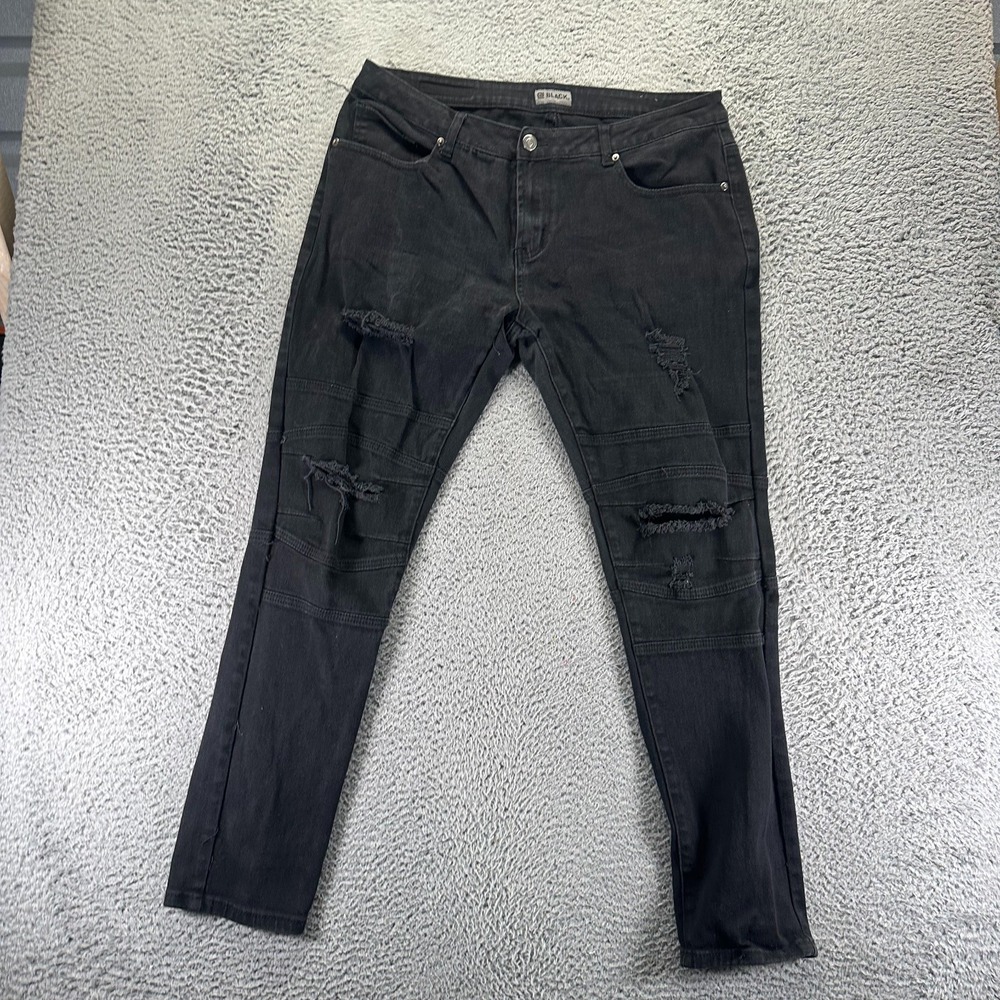 CJ Black Flex Jeans Mens 36x32 Black Denim Skinny Workwear Stretch Distressed